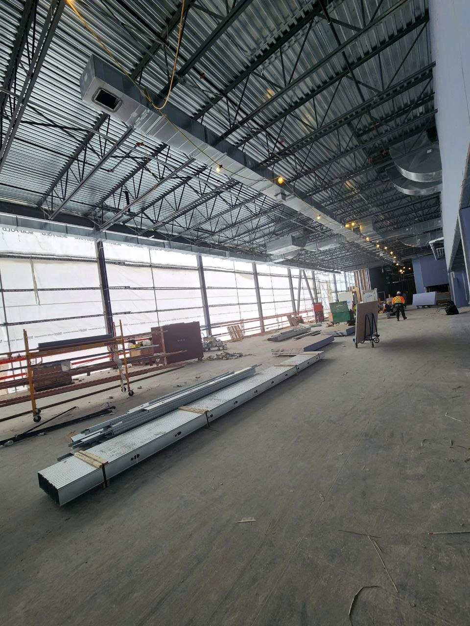 Large industrial interior under construction